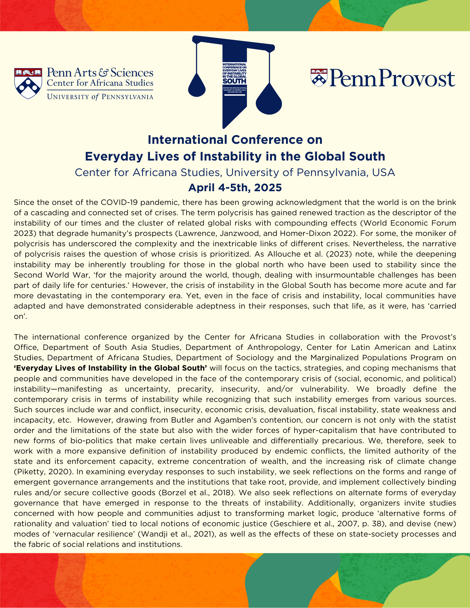 Cover for Call for Papers: International Conference on Everyday Lives of Instability in the Global South