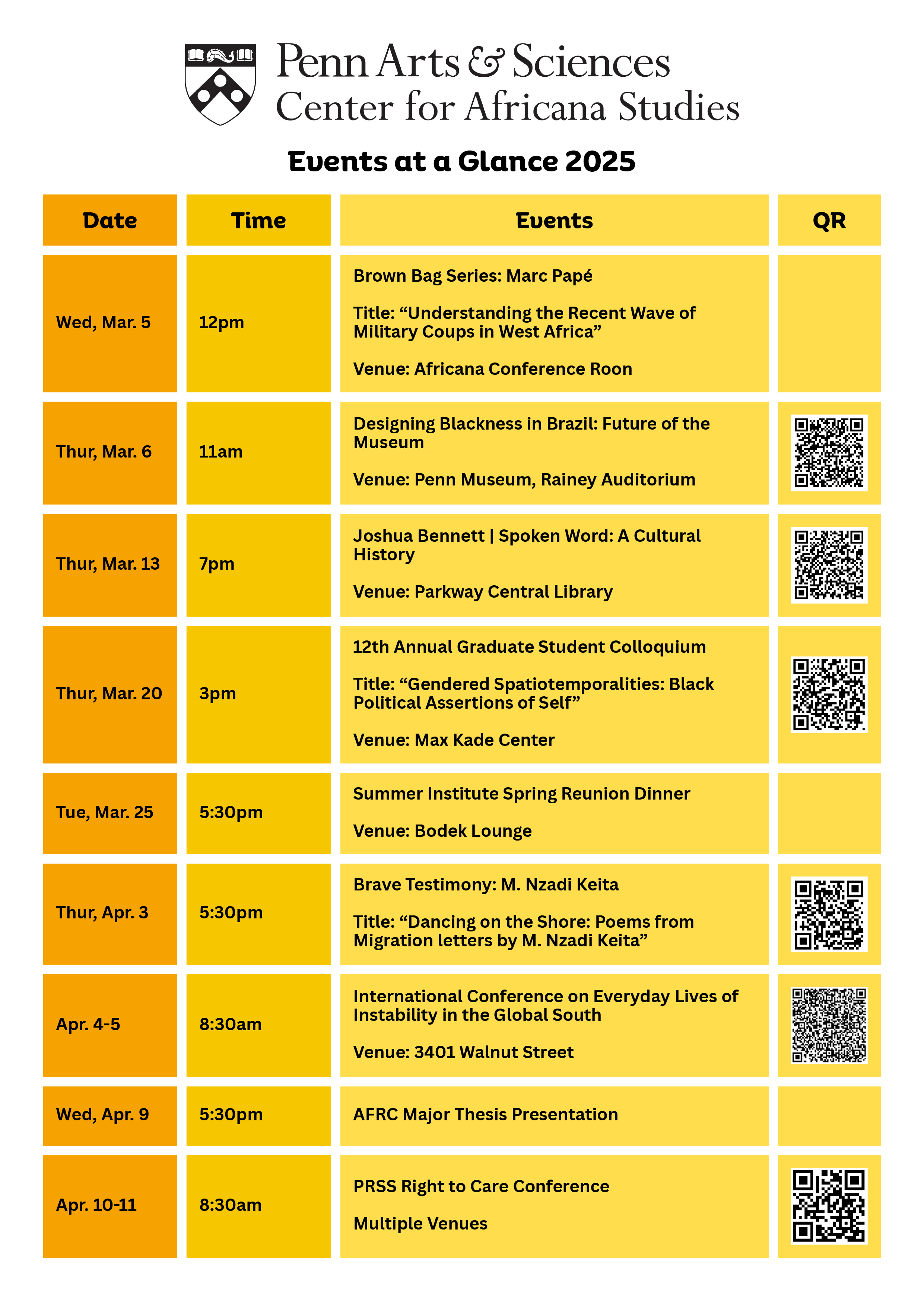 Events at a Glance 2025