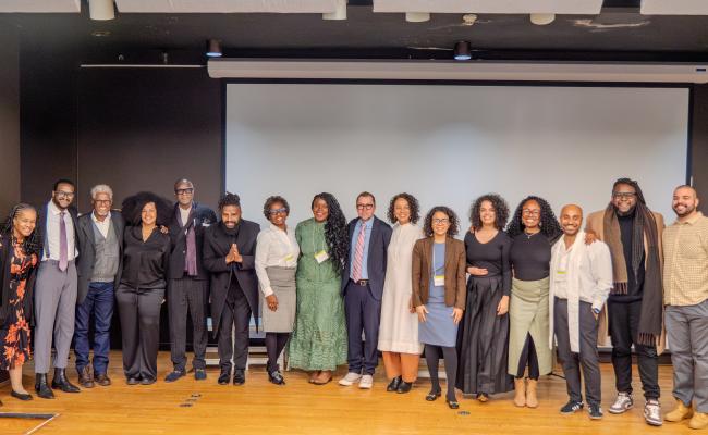 Group photo of speakers and staff from the"DESIGNING BLACKNESS IN BRAZIL" event