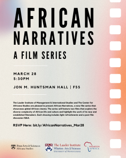 Cover for African Narratives Film Series March Installment