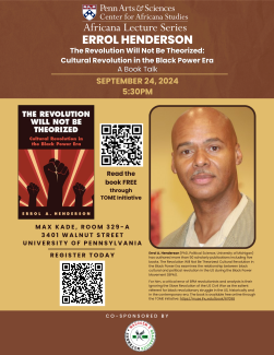 Flyer for Errol Henderson Book Talk