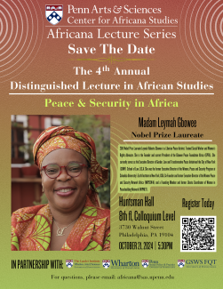 Cover for The 4th Annual Distinguished Lecture in African Studies featuring Madam Leymah Gbowee