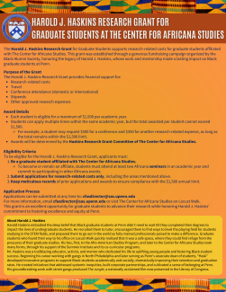 Harold J. Haskins Research Grant for Graduate Students at The Center for Africana Studies