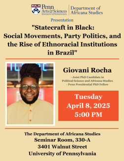 Cover for Giovani Rocha's "Statecraft in Black: Social Movements, Party Politics, and the Rise of Ethnoracial Institutions in Brazil"
